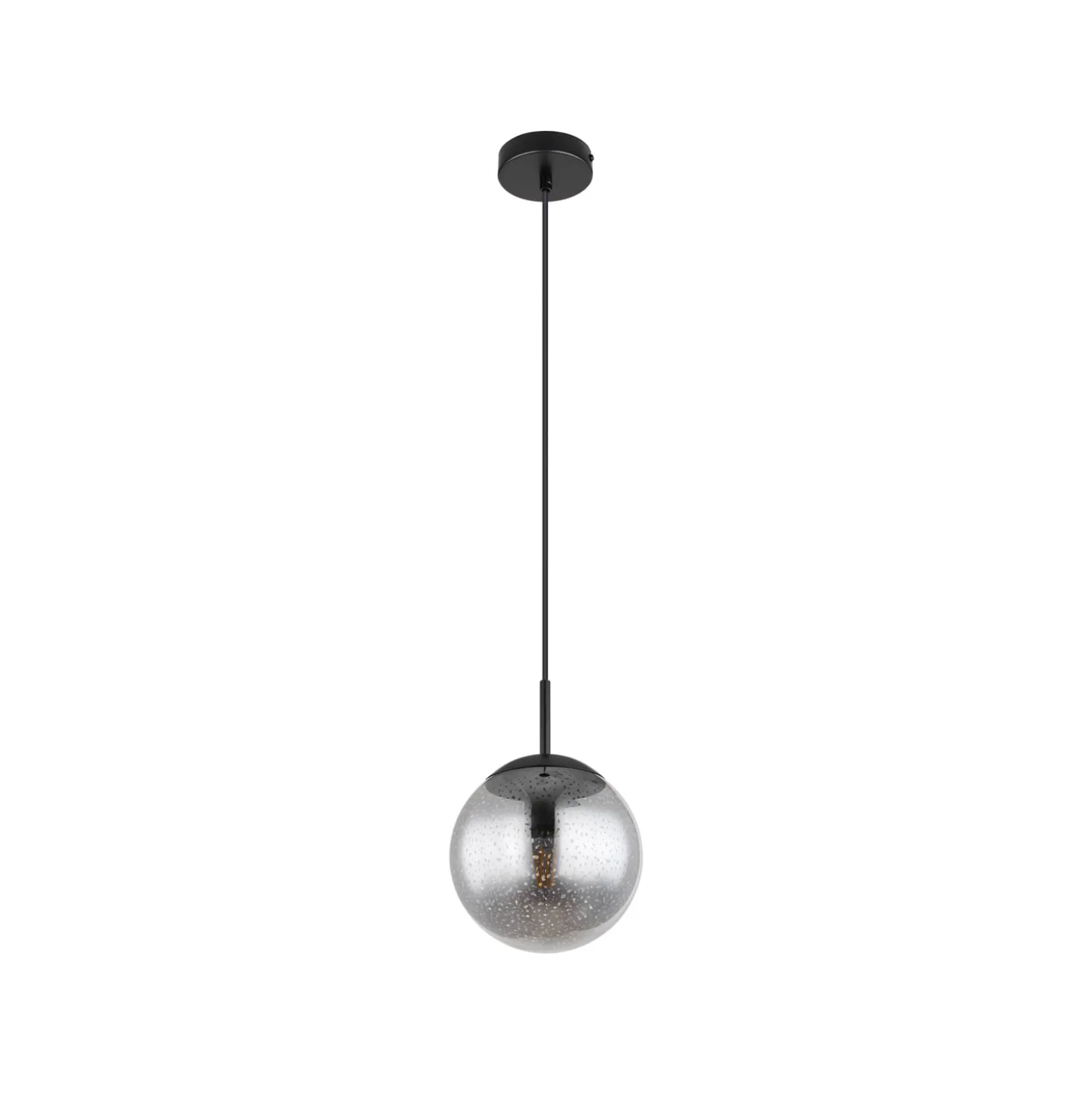 Hängeleuchte Samos, Ø 20 cm, rauchgrau/schwarz, Glas