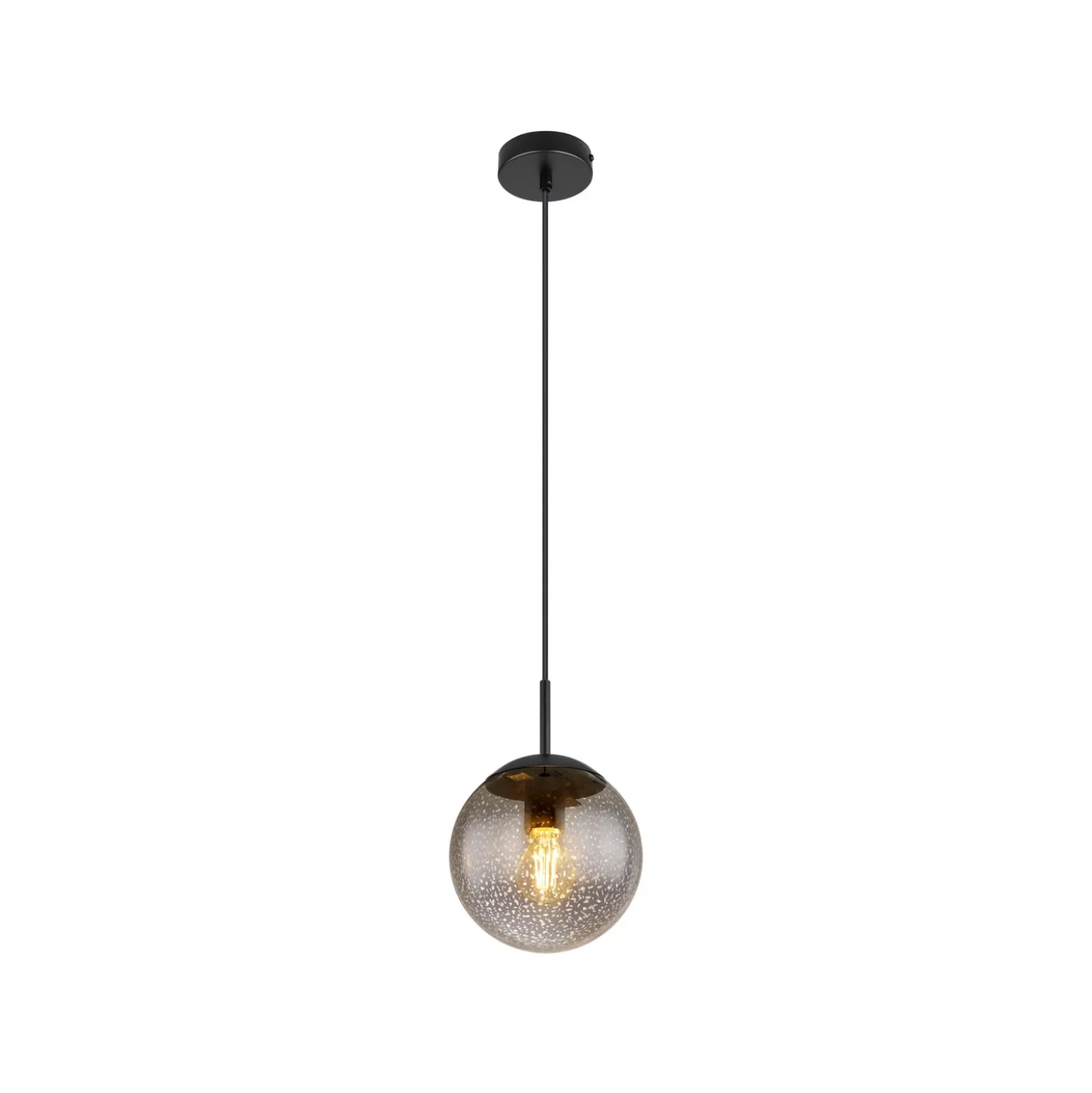 Hängeleuchte Samos, Ø 20 cm, rauchgrau/schwarz, Glas