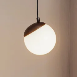 Hängeleuchte Sfera, 1-flammig, Glas, Metall, schwarz