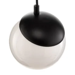 Hängeleuchte Sfera, 1-flammig, Glas, Metall, schwarz