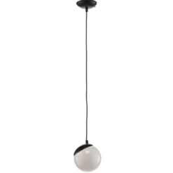 Hängeleuchte Sfera, 1-flammig, Glas, Metall, schwarz