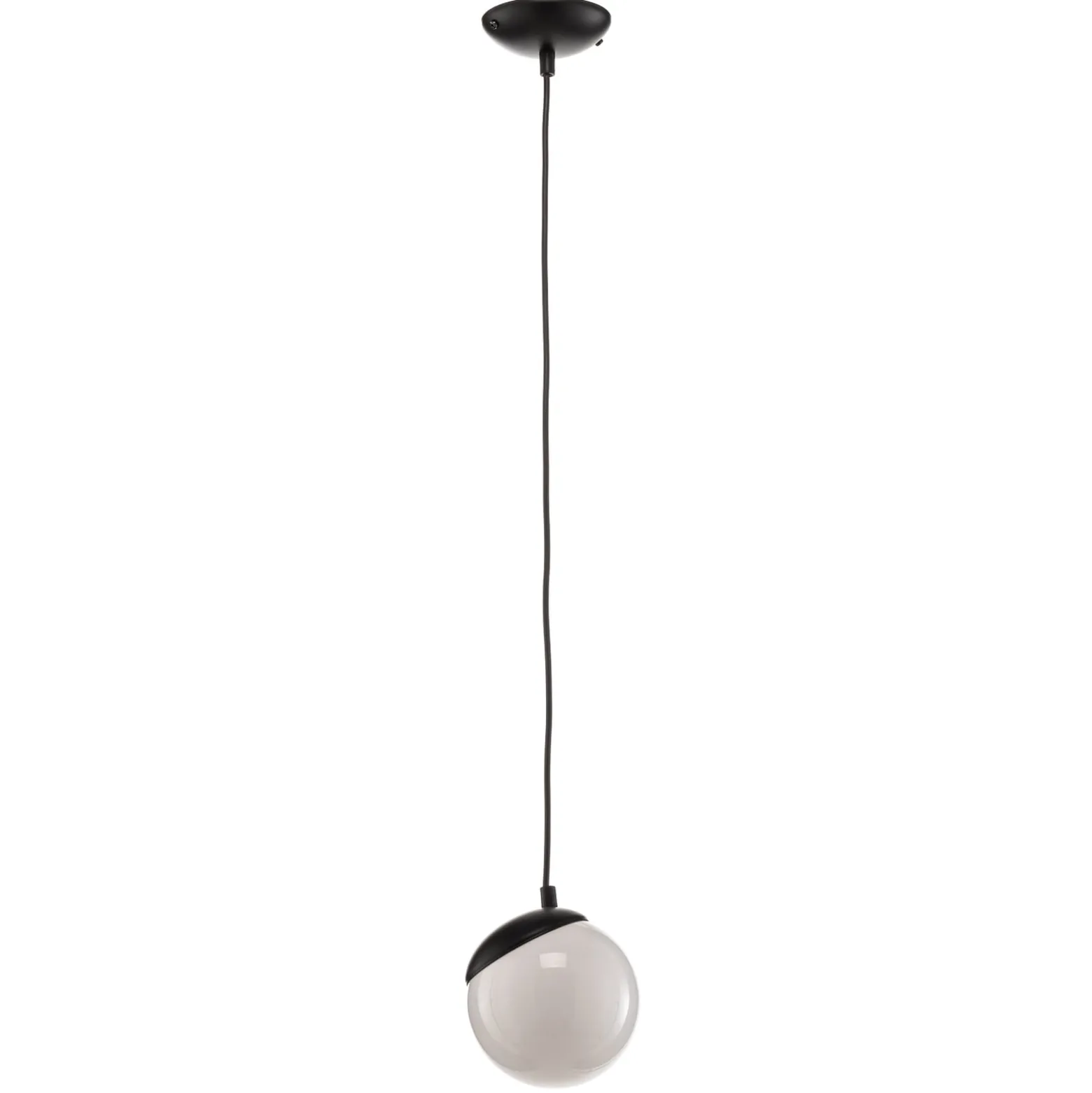Hängeleuchte Sfera, 1-flammig, Glas, Metall, schwarz
