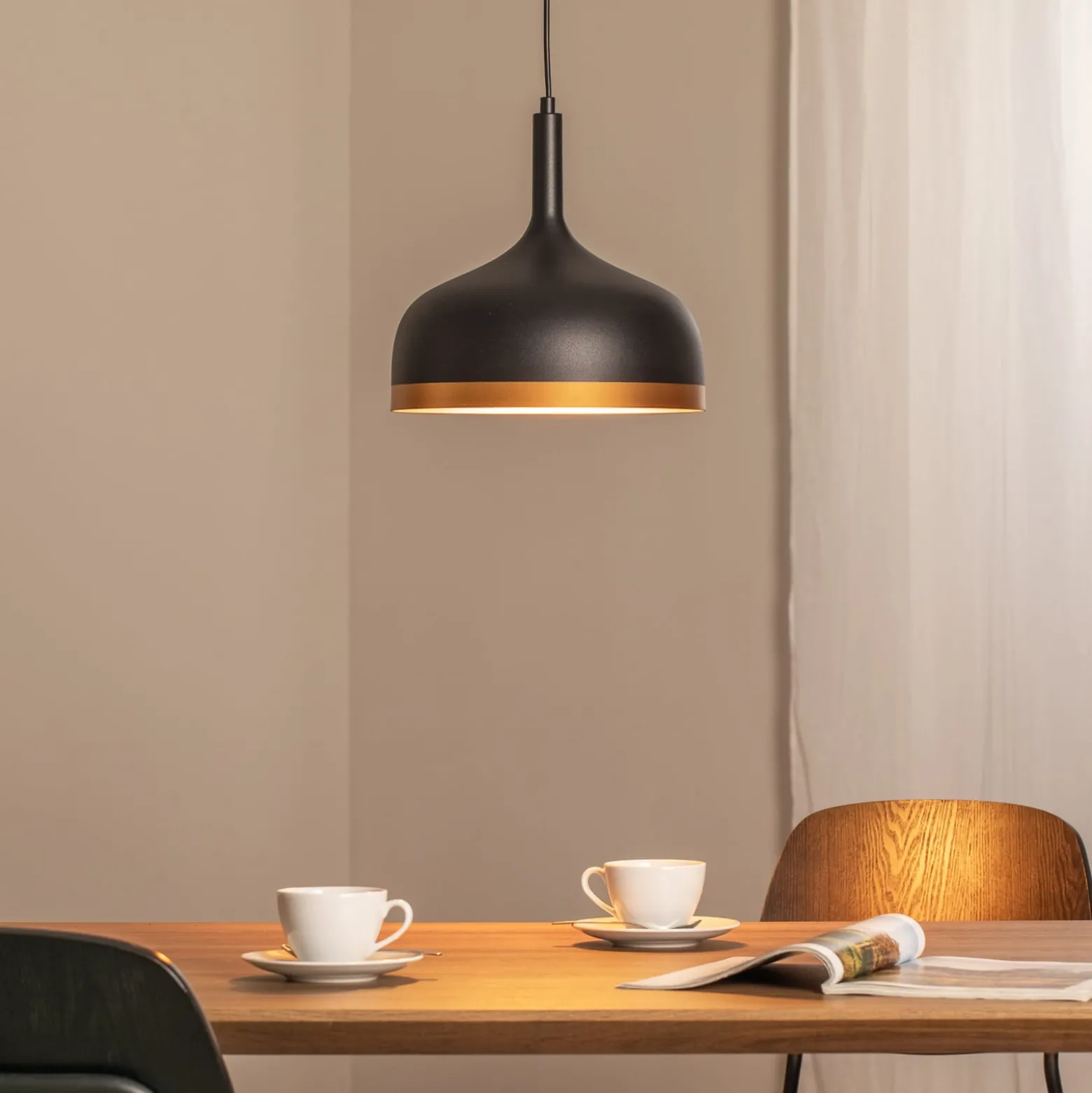 Hängeleuchte Sivani MR-826, schwarz/gold, Metall, Ø 30 cm
