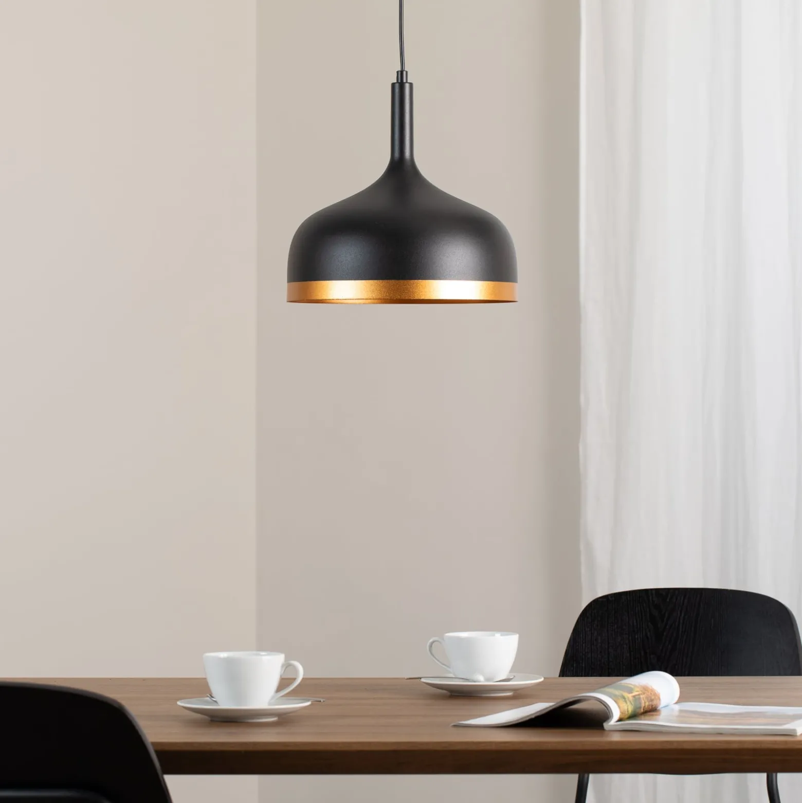 Hängeleuchte Sivani MR-826, schwarz/gold, Metall, Ø 30 cm