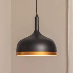 Hängeleuchte Sivani MR-826, schwarz/gold, Metall, Ø 30 cm