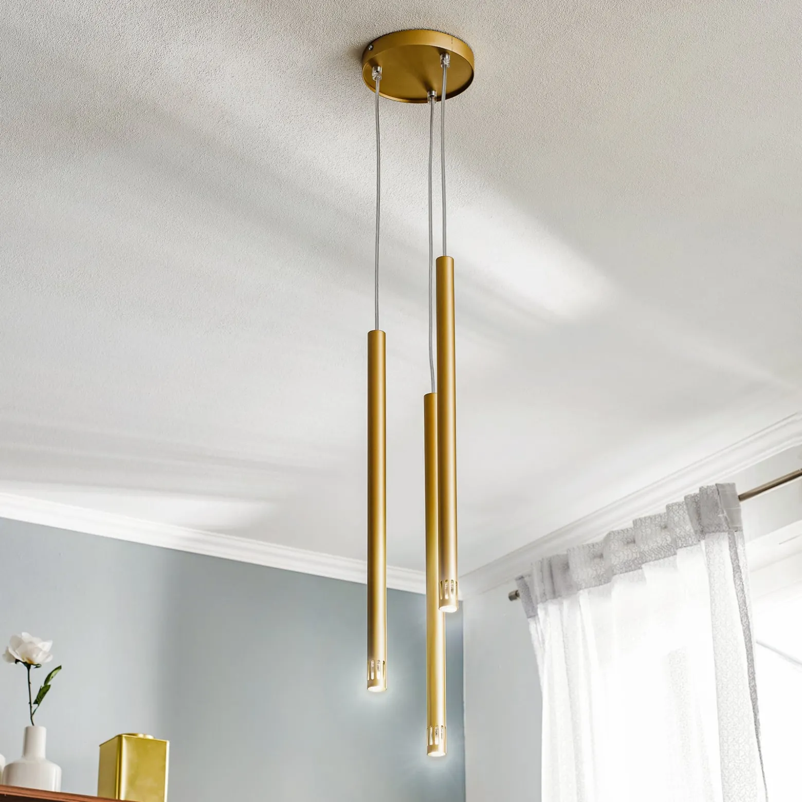 Hängeleuchte Sopel Laser, 3-flammig, gold