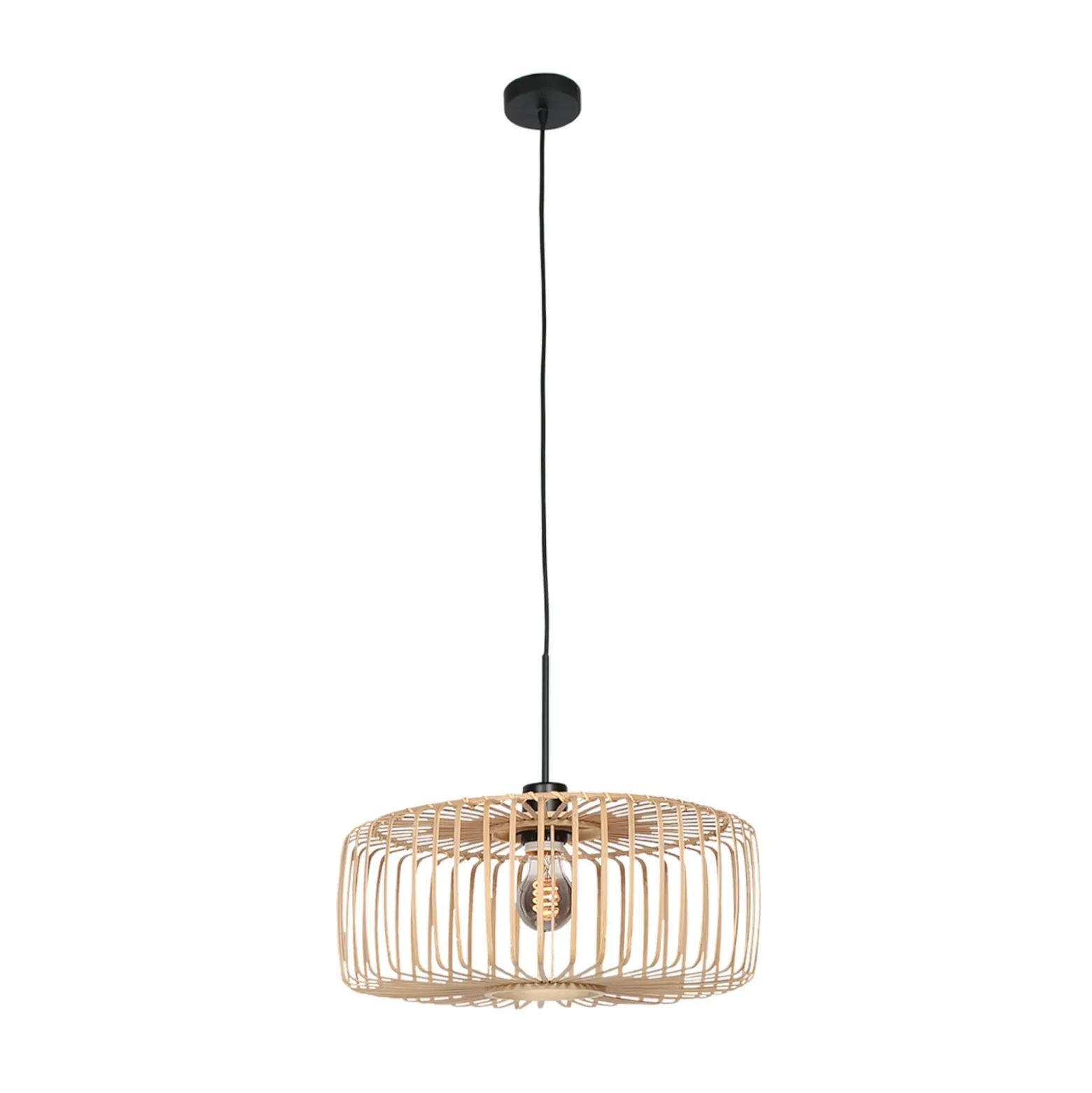 Hängeleuchte Sparkled Light, schwarz/Bambus natur, Ø 40 cm
