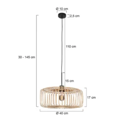 Hängeleuchte Sparkled Light, schwarz/Bambus natur, Ø 40 cm