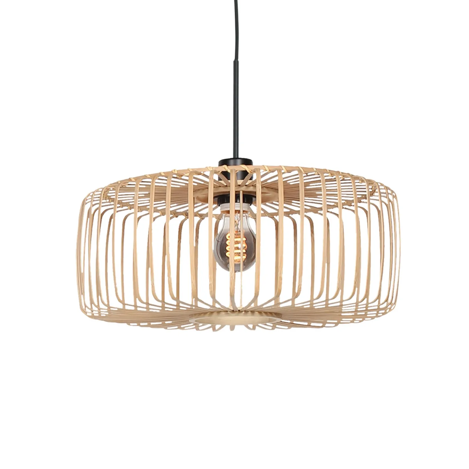 Hängeleuchte Sparkled Light, schwarz/Bambus natur, Ø 40 cm