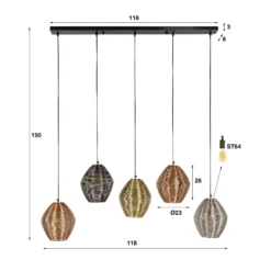 Hängeleuchte Spoelamp, multicolor, Metall, 5-flammig, E27