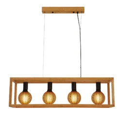 Hängeleuchte Square, 4-flg., 90 cm lang, Bambus, E27