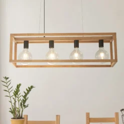 Hängeleuchte Square, 4-flg., 90 cm lang, Bambus, E27