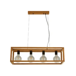 Hängeleuchte Square, 4-flg., 90 cm lang, Bambus, E27