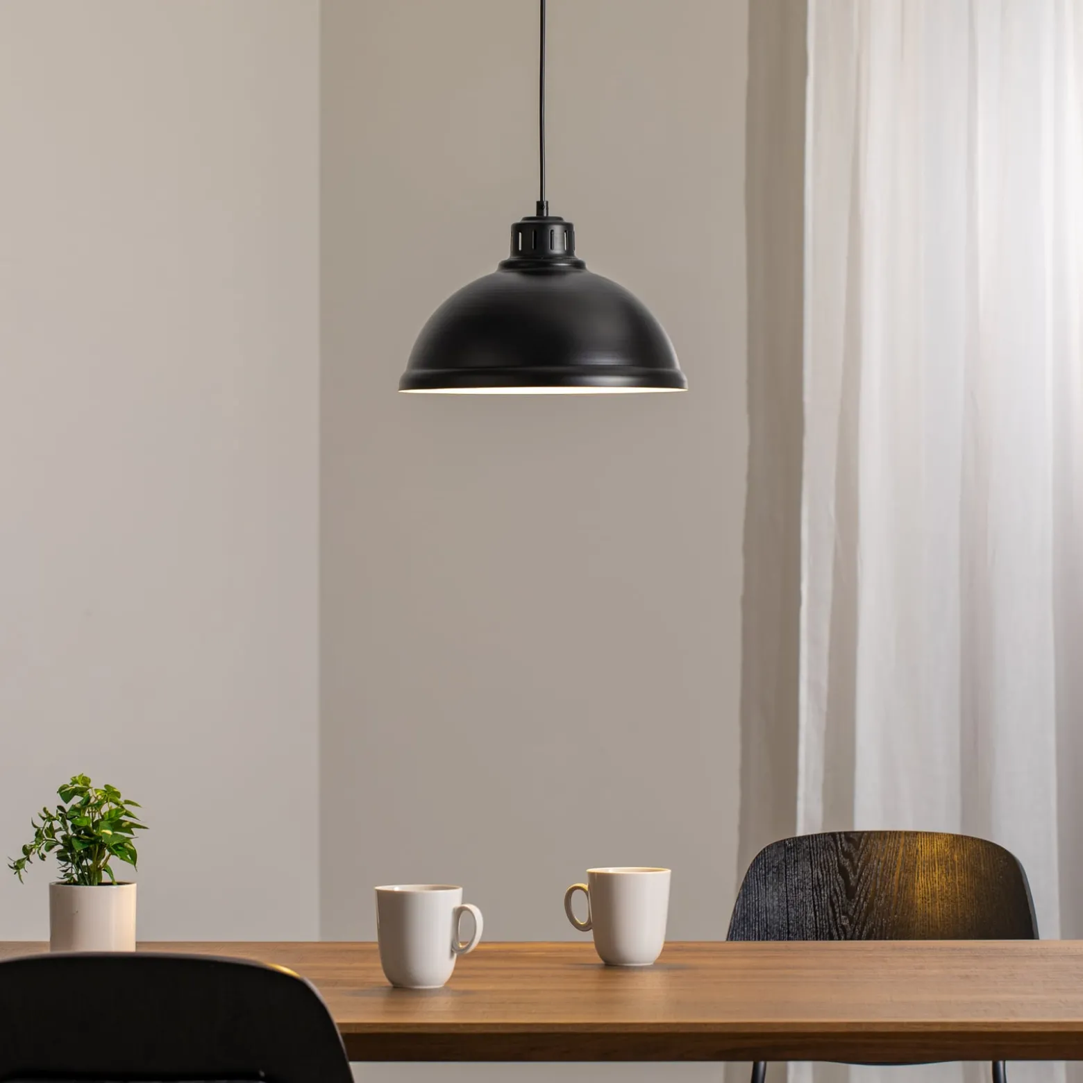 Hängeleuchte Sven big, 1-flammig, schwarz, Stahl, E27