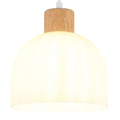 Hängeleuchte Swanson, Ø 20 cm, weiß/braun, Metall/Holz