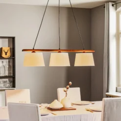 Hängeleuchte Sweden, dreiflammig, nussbaum eiche