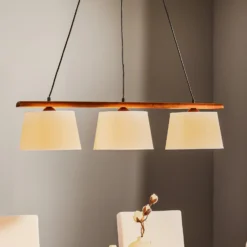 Hängeleuchte Sweden, dreiflammig, nussbaum eiche