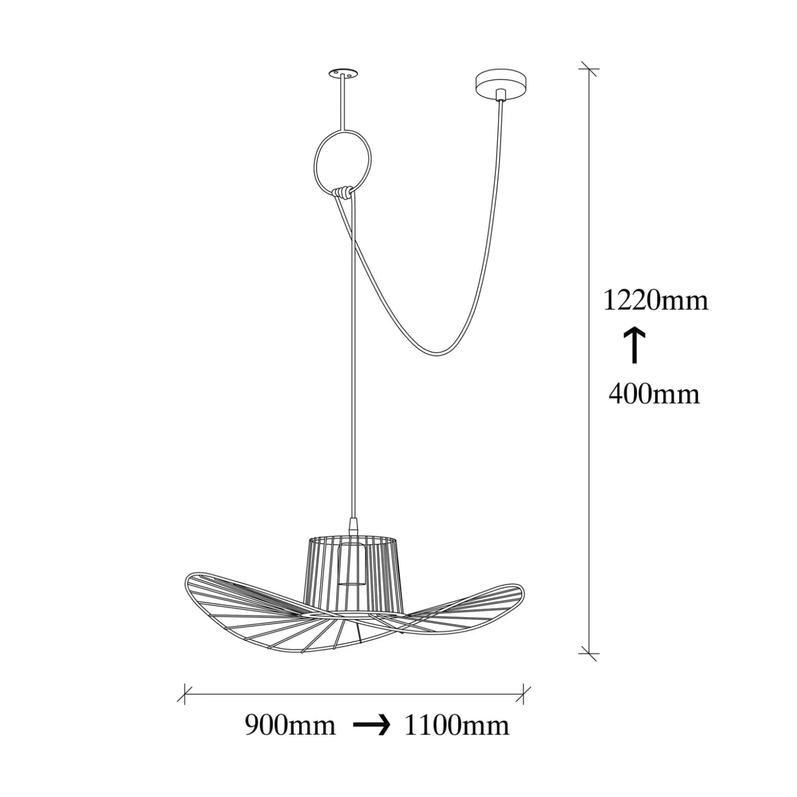 Hängeleuchte Tel 6726 Ø50cm schwarz dezentral