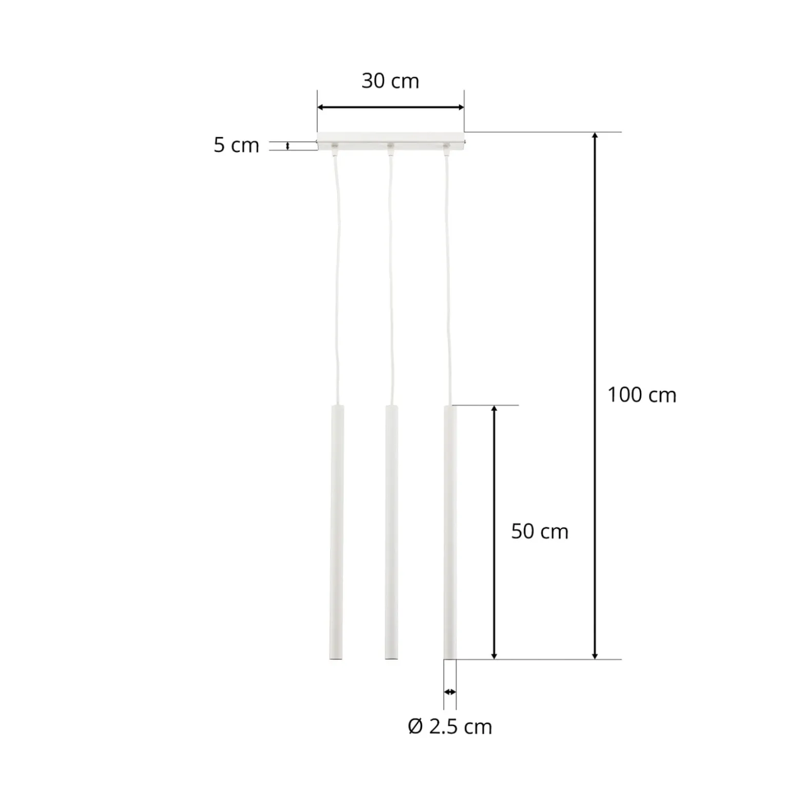 Hängeleuchte Thin, weiß, dreiflammig, linear