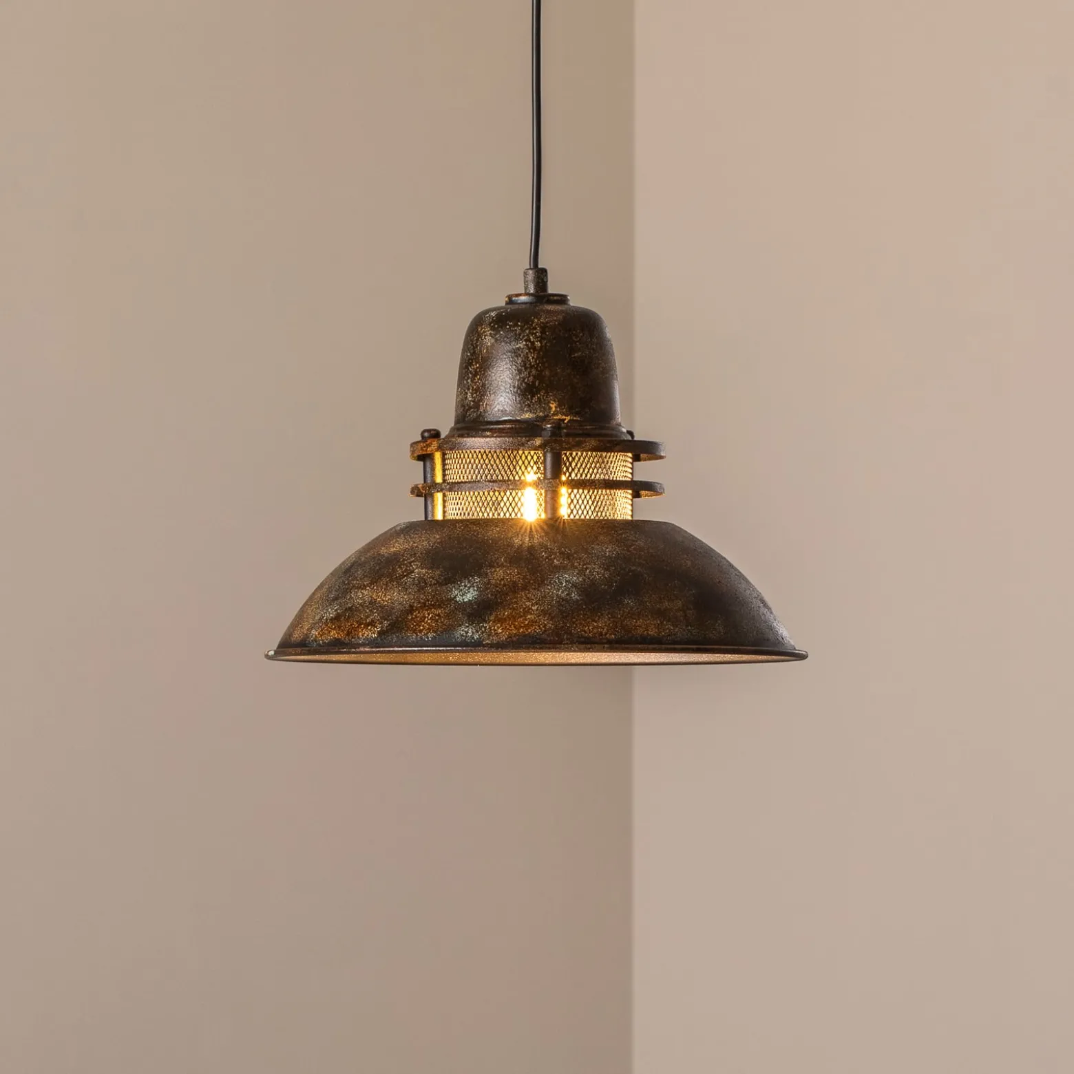 Hängeleuchte Tibet, antikbraun, Ø 34 cm, Metall, E27