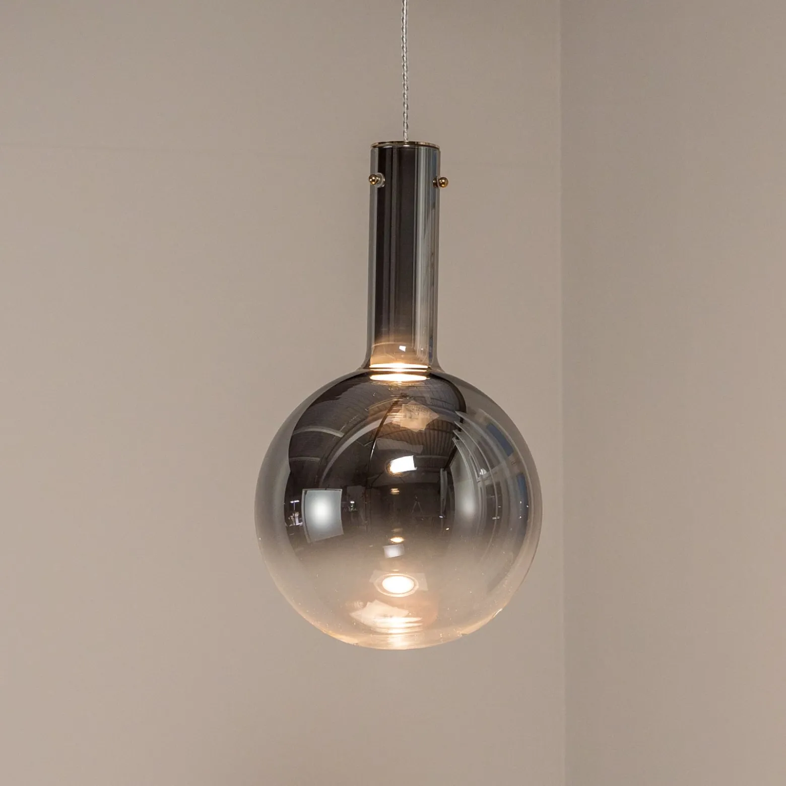 Hängeleuchte Toronto, Glaskugel chrom-transparent, Ø 25 cm