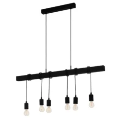 Hängeleuchte Townshend, Länge 100 cm schwarz, 6-flg.