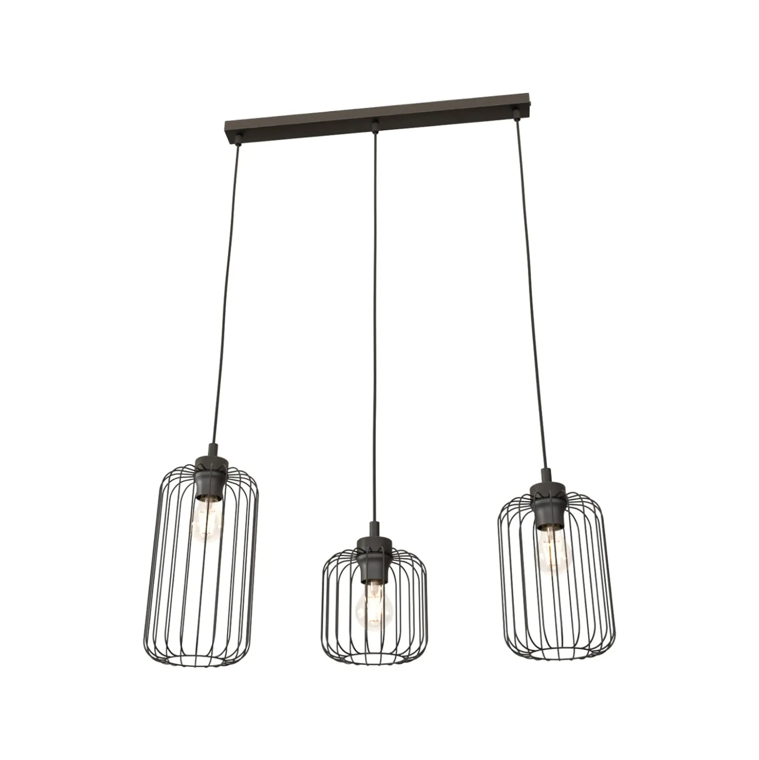 Hängeleuchte Vander, 3-flammig, 60 cm, schwarz, Metall, E27