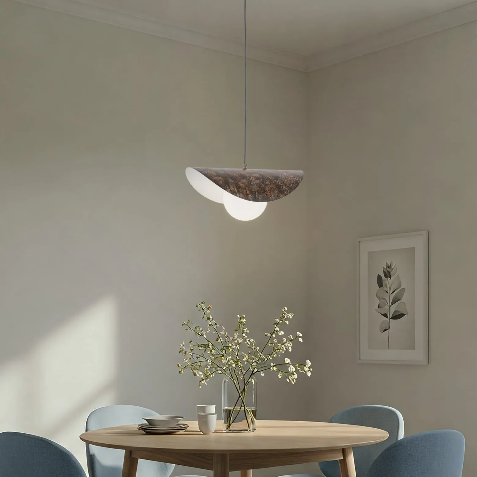 Hängeleuchte Vatoz, 1-flammig, schwarz, Ø 40 cm, Metall/Glas