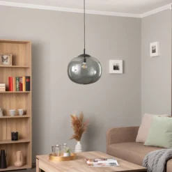 Hängeleuchte Vibe, Glas grafitgrau-transparent, Ø 35 cm