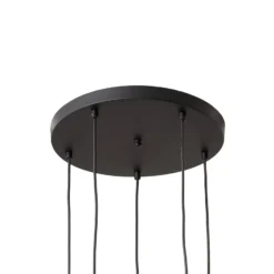 Hängeleuchte Yildo, 5-flammig, Rondell, schwarz/gold, Ø43 cm