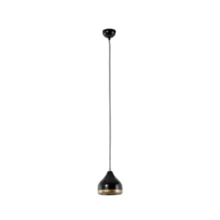 Hängeleuchte Yildo, 1-flammig, schwarz/gold, Metall, Ø 17cm