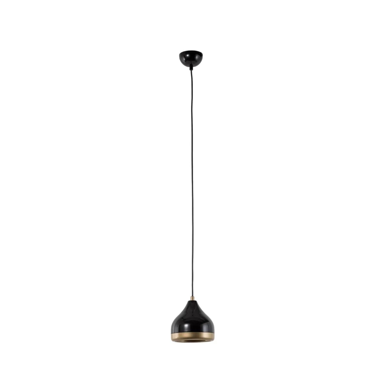 Hängeleuchte Yildo, 1-flammig, schwarz/gold, Metall, Ø 17cm