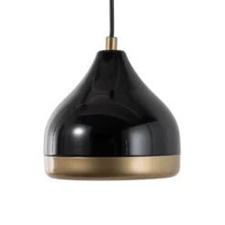 Hängeleuchte Yildo, 1-flammig, schwarz/gold, Metall, Ø 17cm