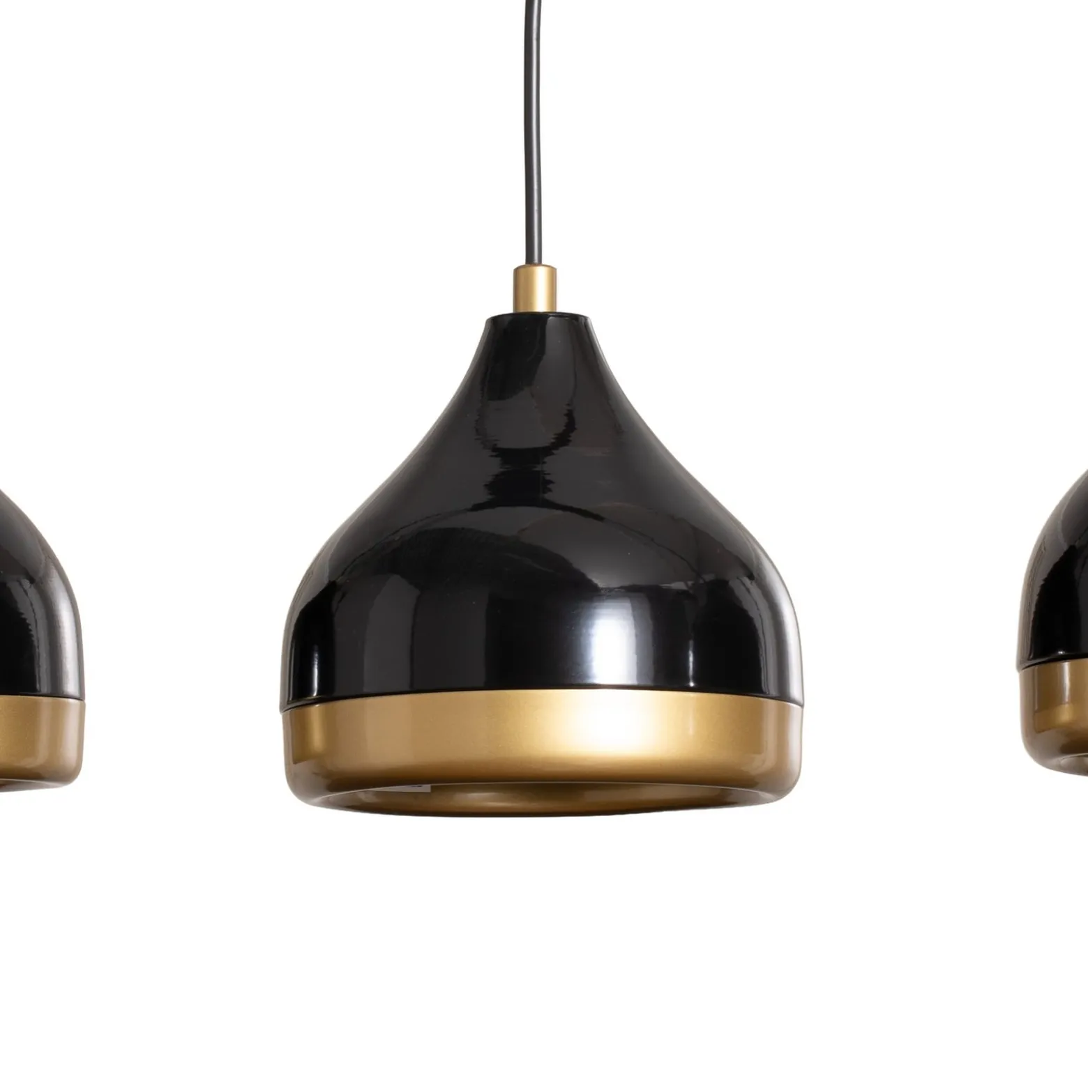 Hängeleuchte Yildo, linear, 3-flammig, schwarz/gold, Metall