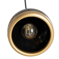 Hängeleuchte Yildo, linear, 3-flammig, schwarz/gold, Metall