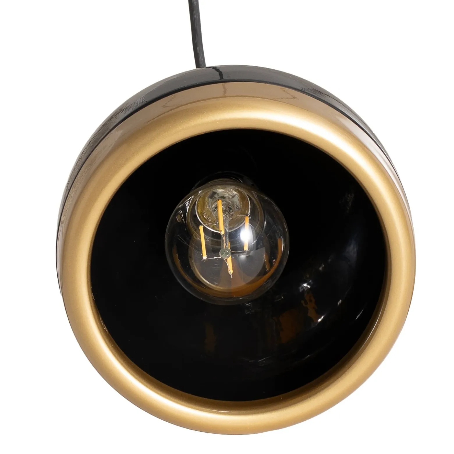 Hängeleuchte Yildo, linear, 3-flammig, schwarz/gold, Metall