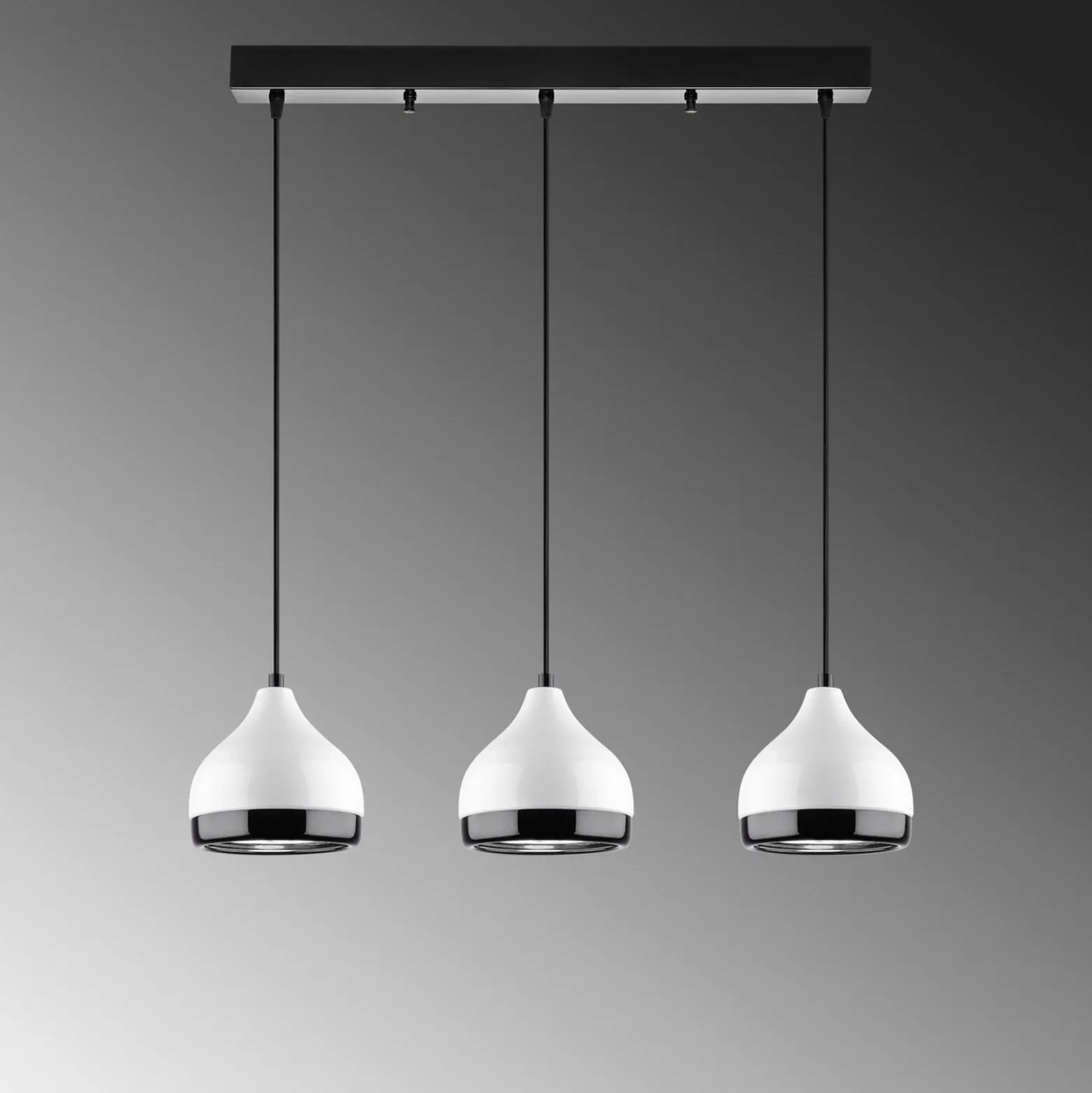 Hängeleuchte Yildo 6878 weiß/schwarz Metall 3-flammig linear