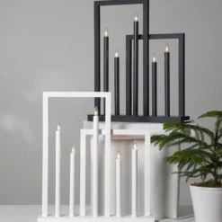 Holz-Fensterleuchter Frame, 5-flammig, weiß