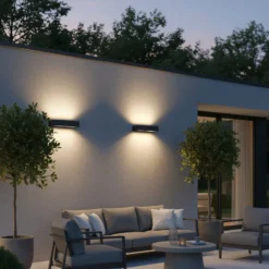 Ideal Lux Außenwandlampe Andromeda, anthrazit, Breite 45 cm