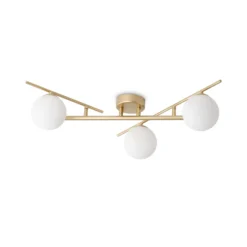 Ideal Lux Deckenlampe Atlas goldfarben 3-flammig Metall Glas