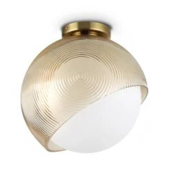 Ideal Lux Deckenlampe Bloom, Ø 30 cm, messing, Metall/Glas