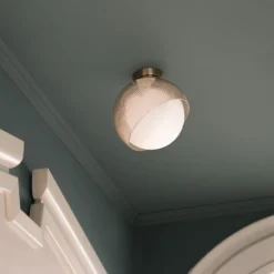 Ideal Lux Deckenlampe Bloom, Ø 30 cm, messing, Metall/Glas