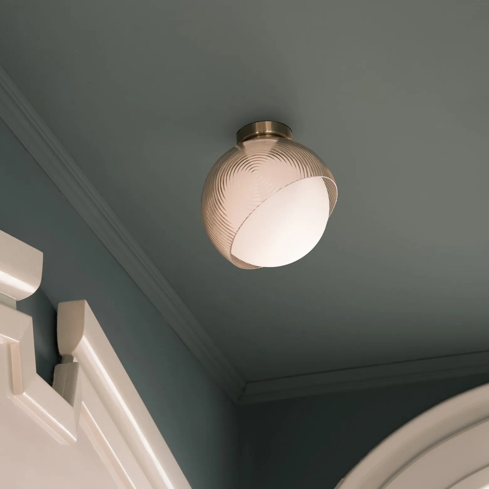 Ideal Lux Deckenlampe Bloom, Ø 30 cm, messing, Metall/Glas