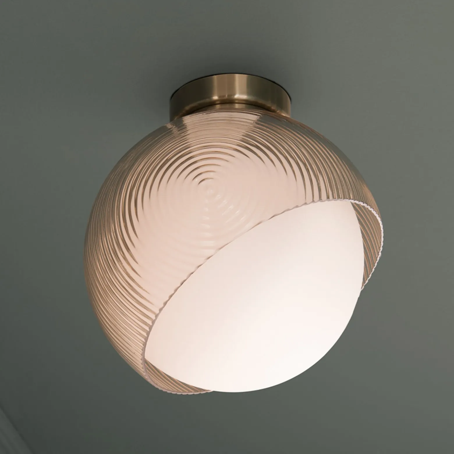Ideal Lux Deckenlampe Bloom, Ø 30 cm, messing, Metall/Glas