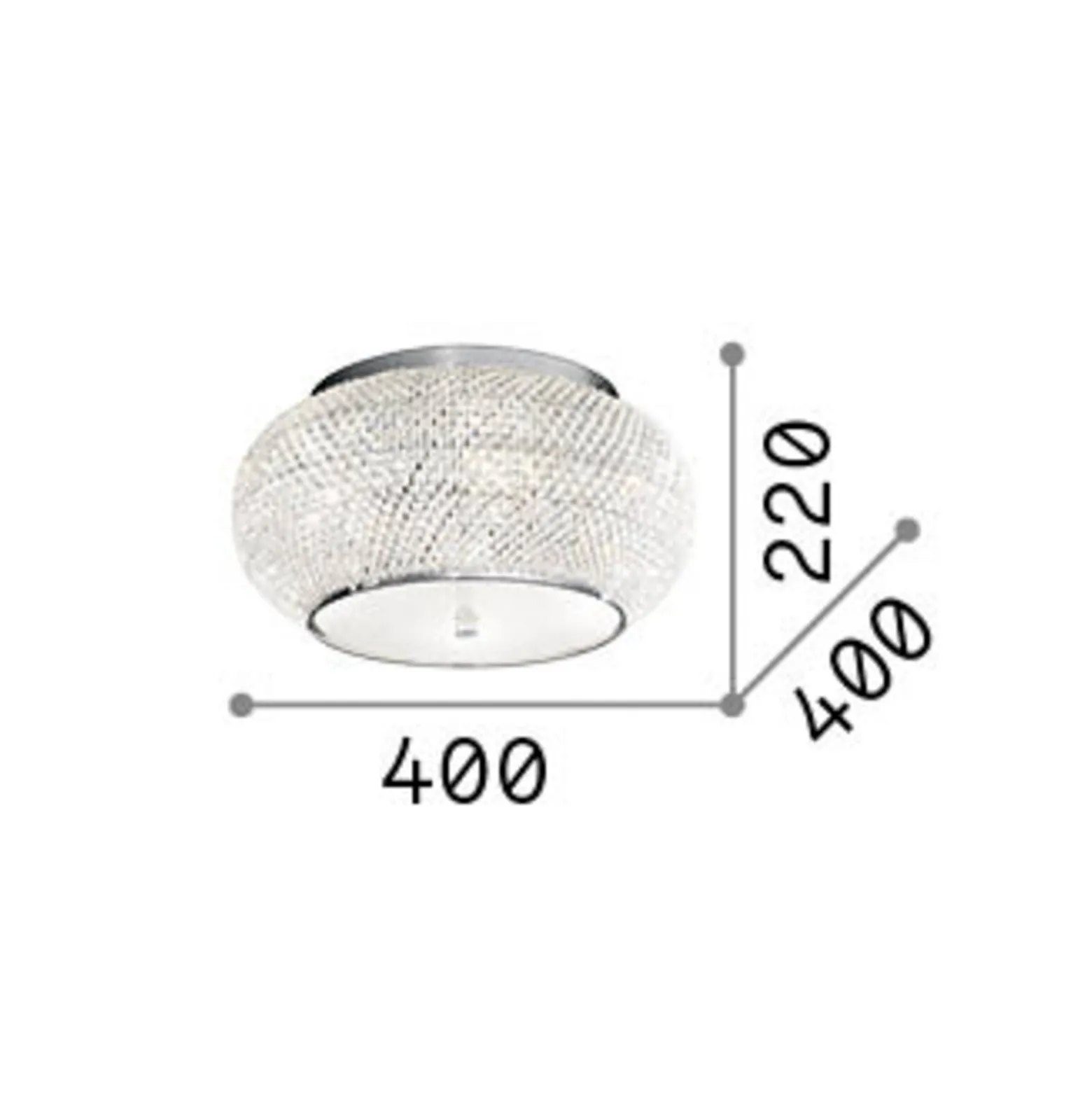 Ideal Lux Deckenlampe Pasha, chromfarben/klar, Ø 40 cm, Glas