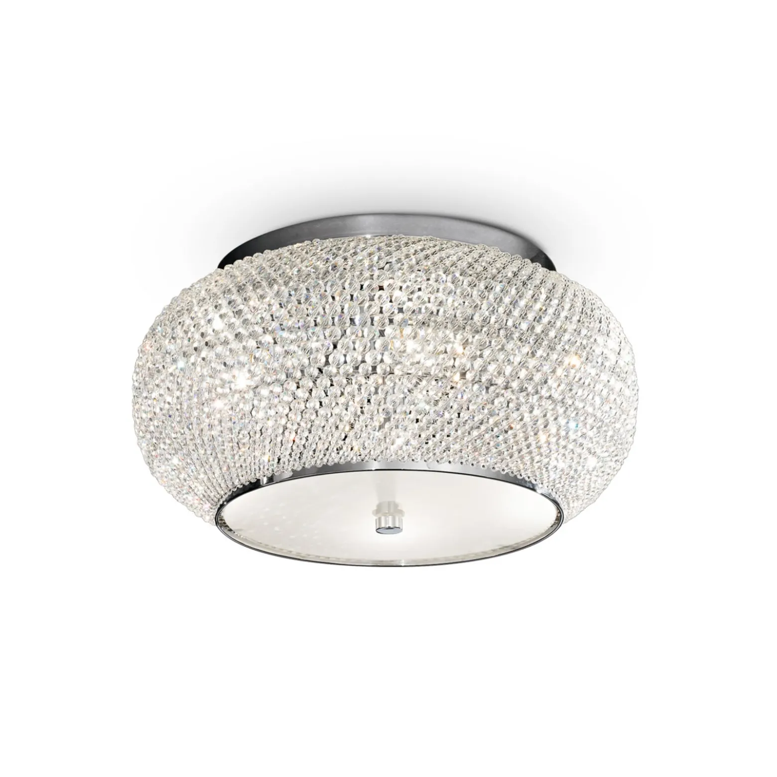 Ideal Lux Deckenlampe Pasha, chromfarben/klar, Ø 40 cm, Glas