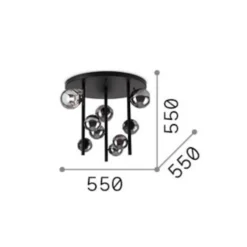 Ideal Lux Deckenlampe Perlage schwarz/amber, Ø 50 cm, 9-flg.