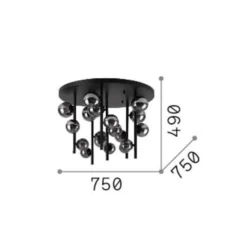 Ideal Lux Deckenlampe Perlage schwarz/rauchgrau Ø 70 cm 18fl