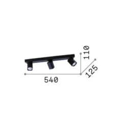 Ideal Lux Deckenspot Rudy Square, schwarz, 3-flammig, Metall