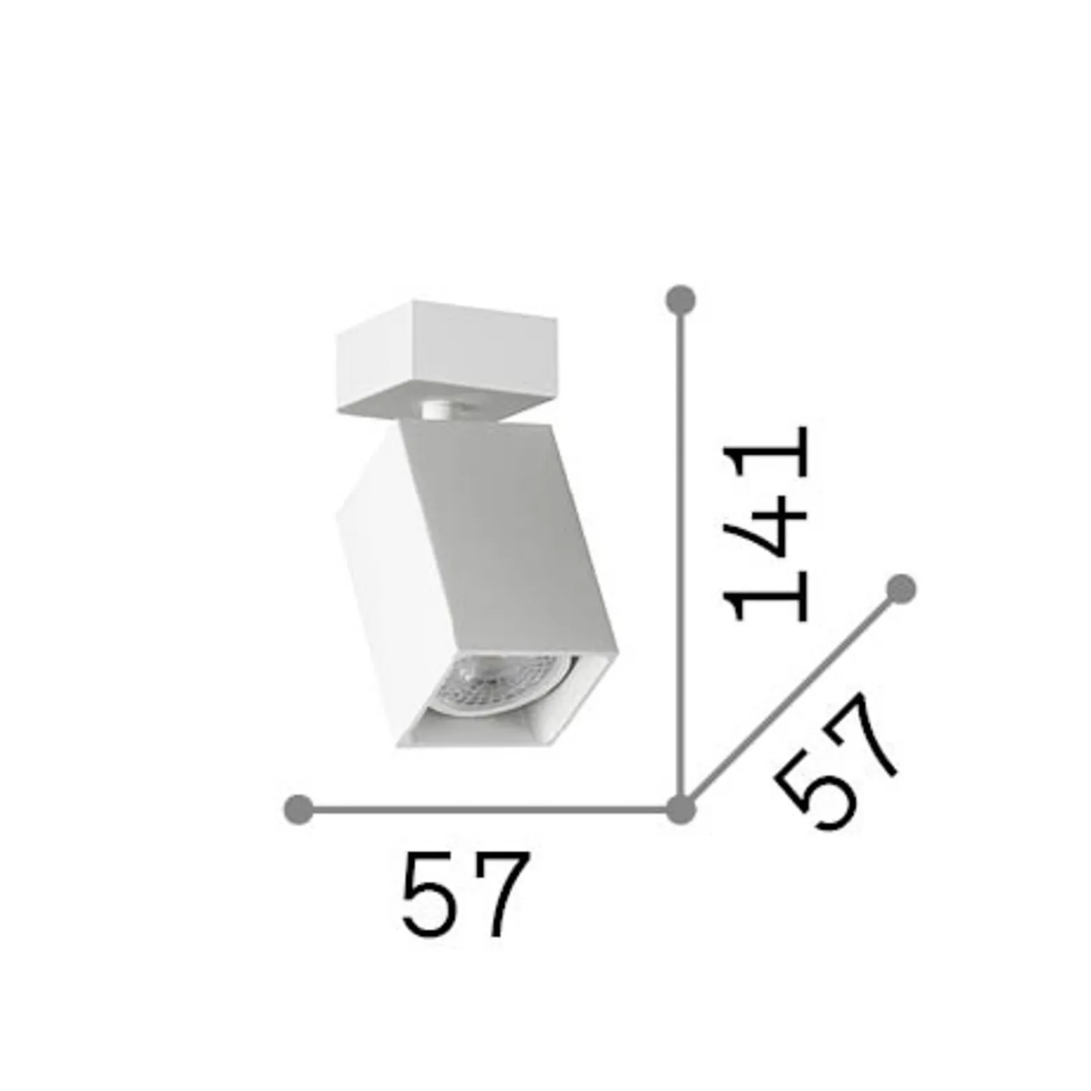 Ideal Lux Deckenstrahler Dynamite Square schwarz Länge 5,7cm